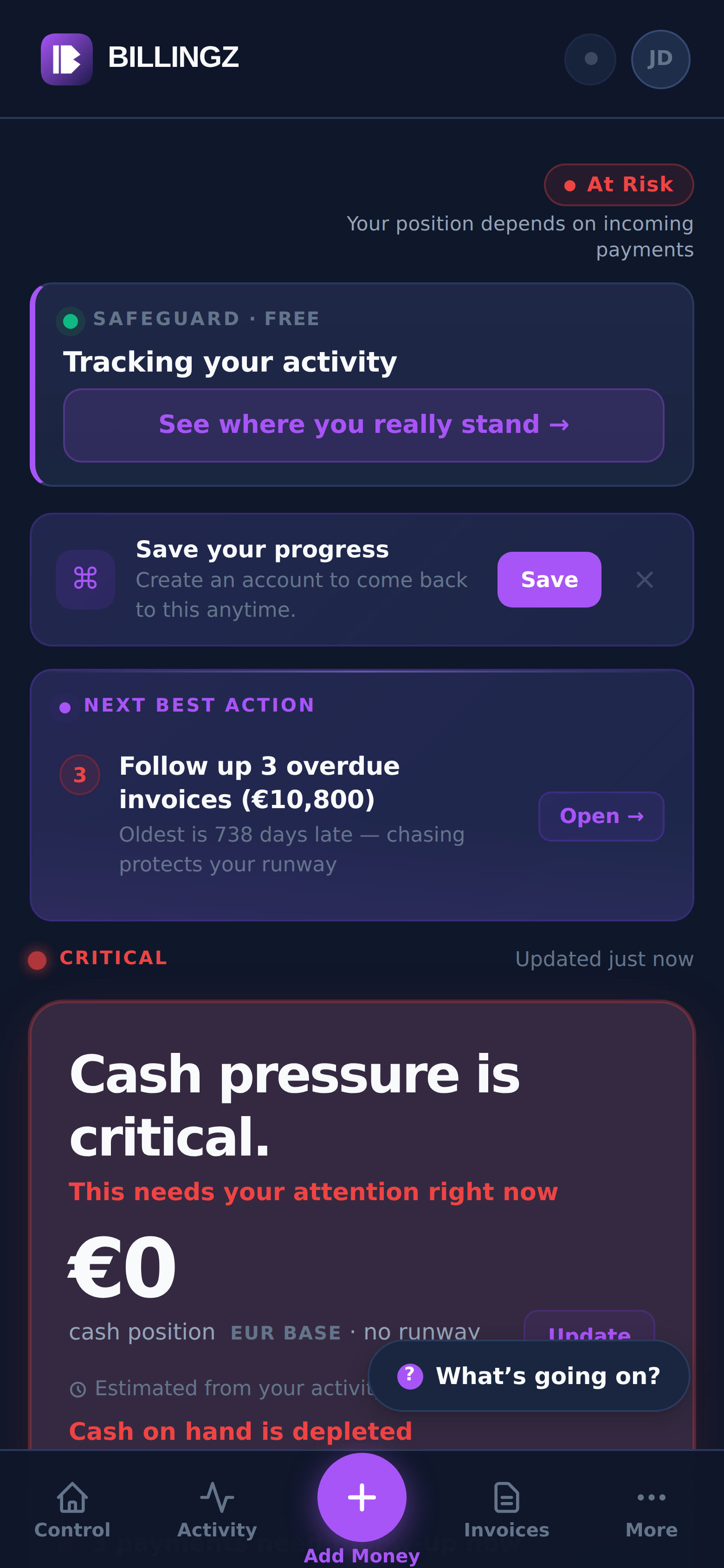 Control, critical state
